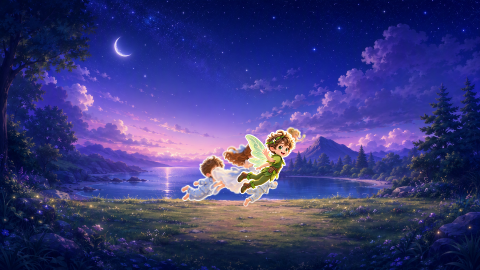 Peter Pan Teaches the Children to Fly